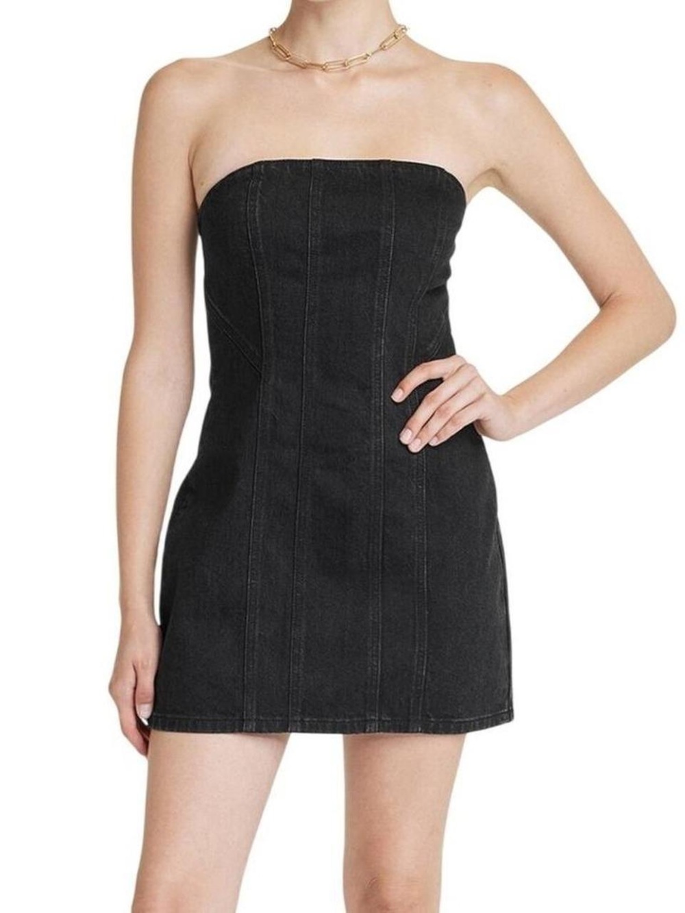 Universal Thread Black Strapless Denim Mini Dress